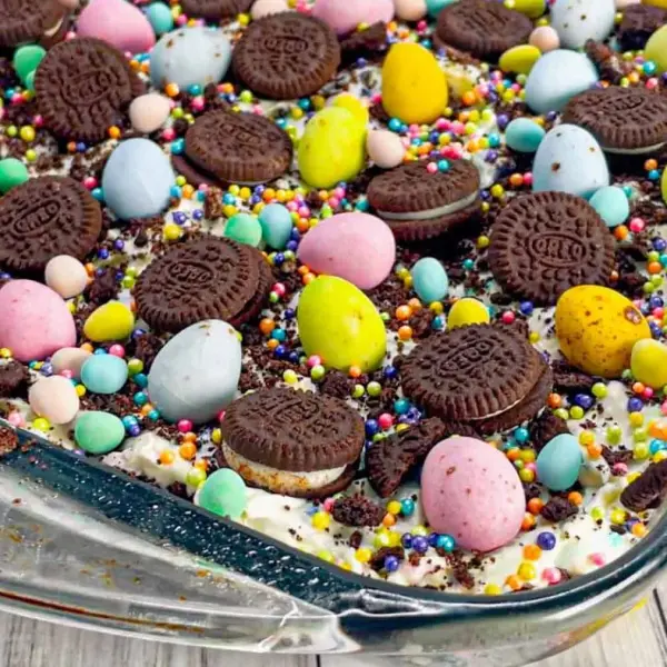 Deliciously crafted Dirt Cake with chocolate layers and creamy toppings.