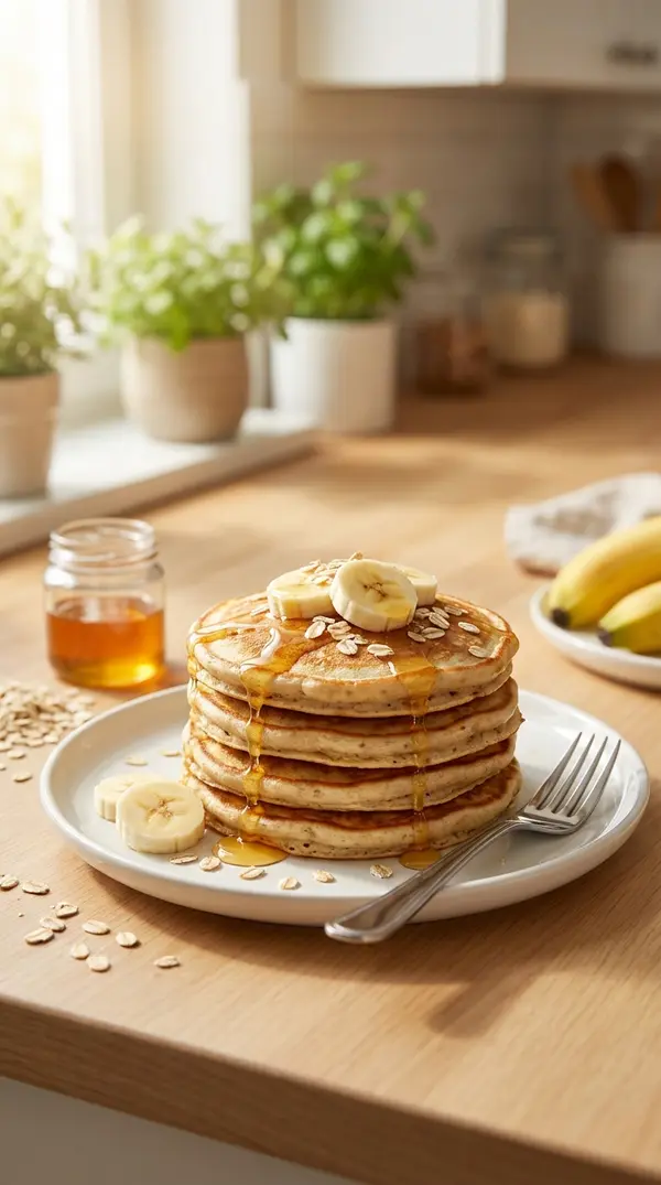 Soft Banana Oat Pancakes