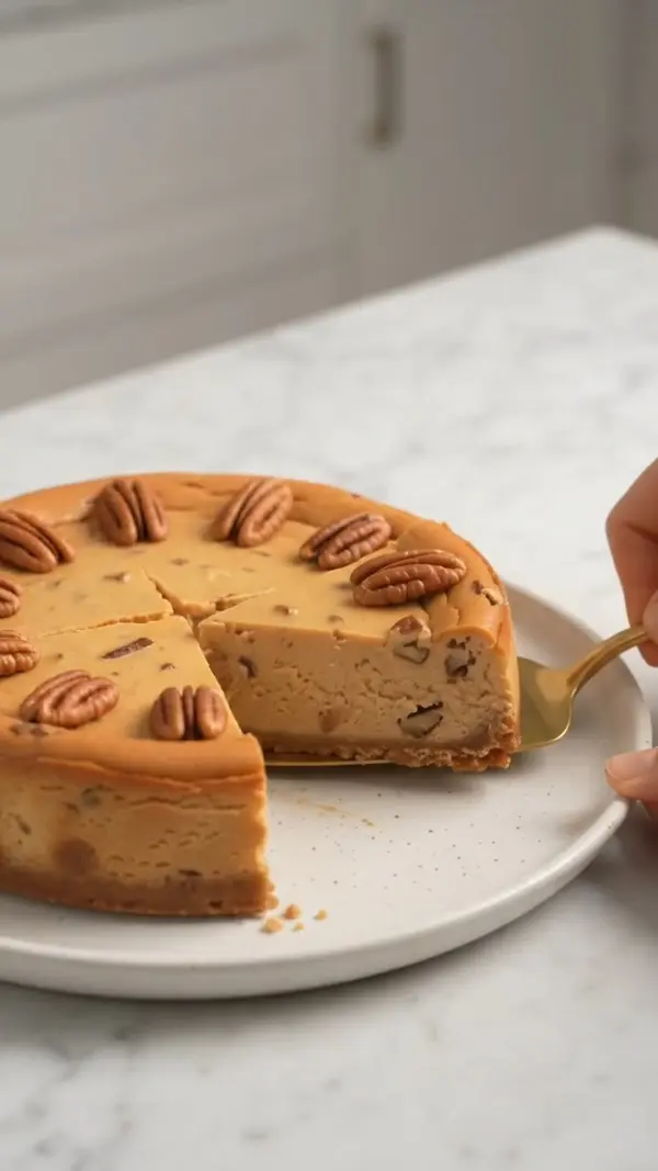 3-Ingredient Baked Pecan Cheesecake
