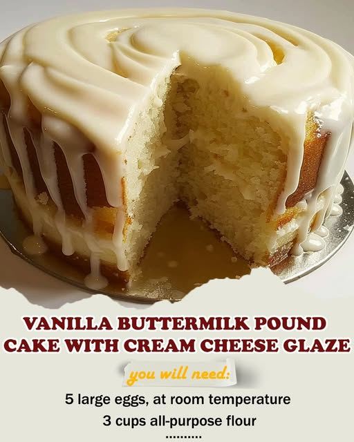 Vanilla Buttermilk Pound Cake with Cream Cheese Glaze