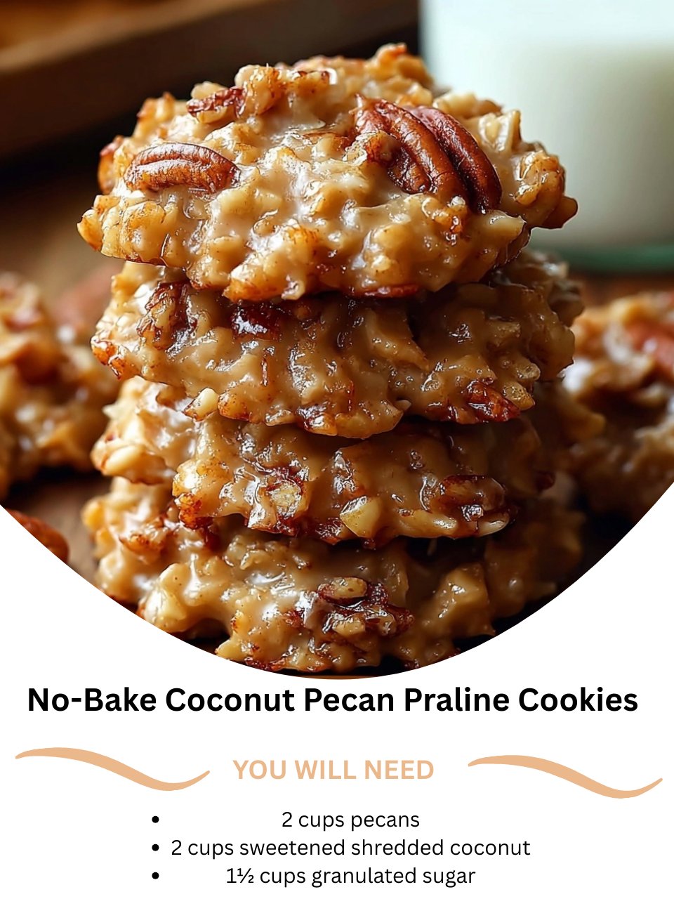 No-Bake Coconut Pecan Praline Cookies