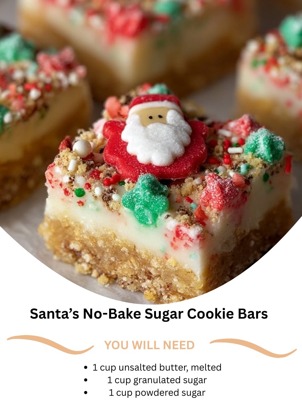 Santa’s No Bake Sugar Cookie Bars