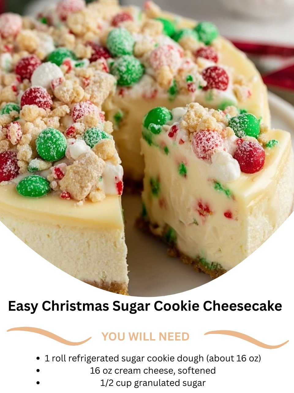 Christmas Sugar Cookie Cheesecake