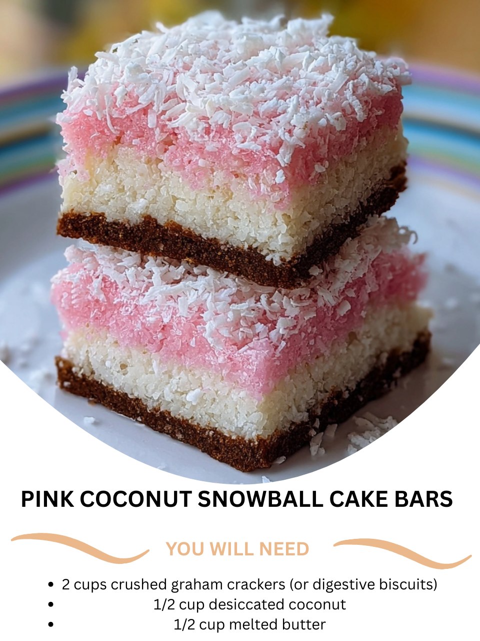 Pink Coconut Snowball Cake Bars