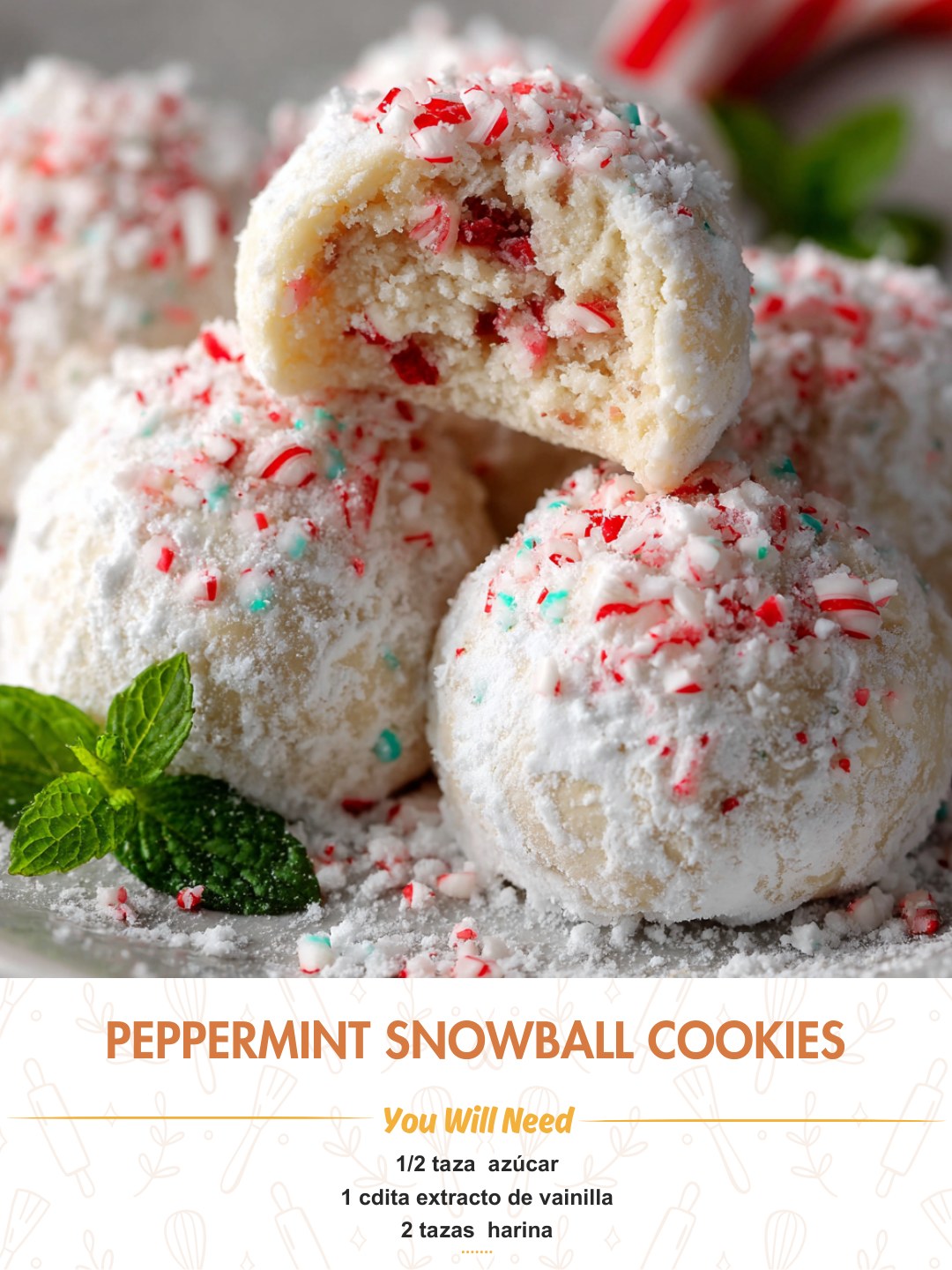 Peppermint Snowball Cookies