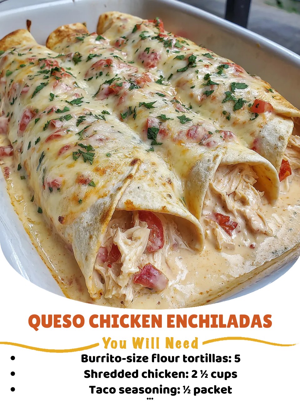 Queso Chicken Enchiladas