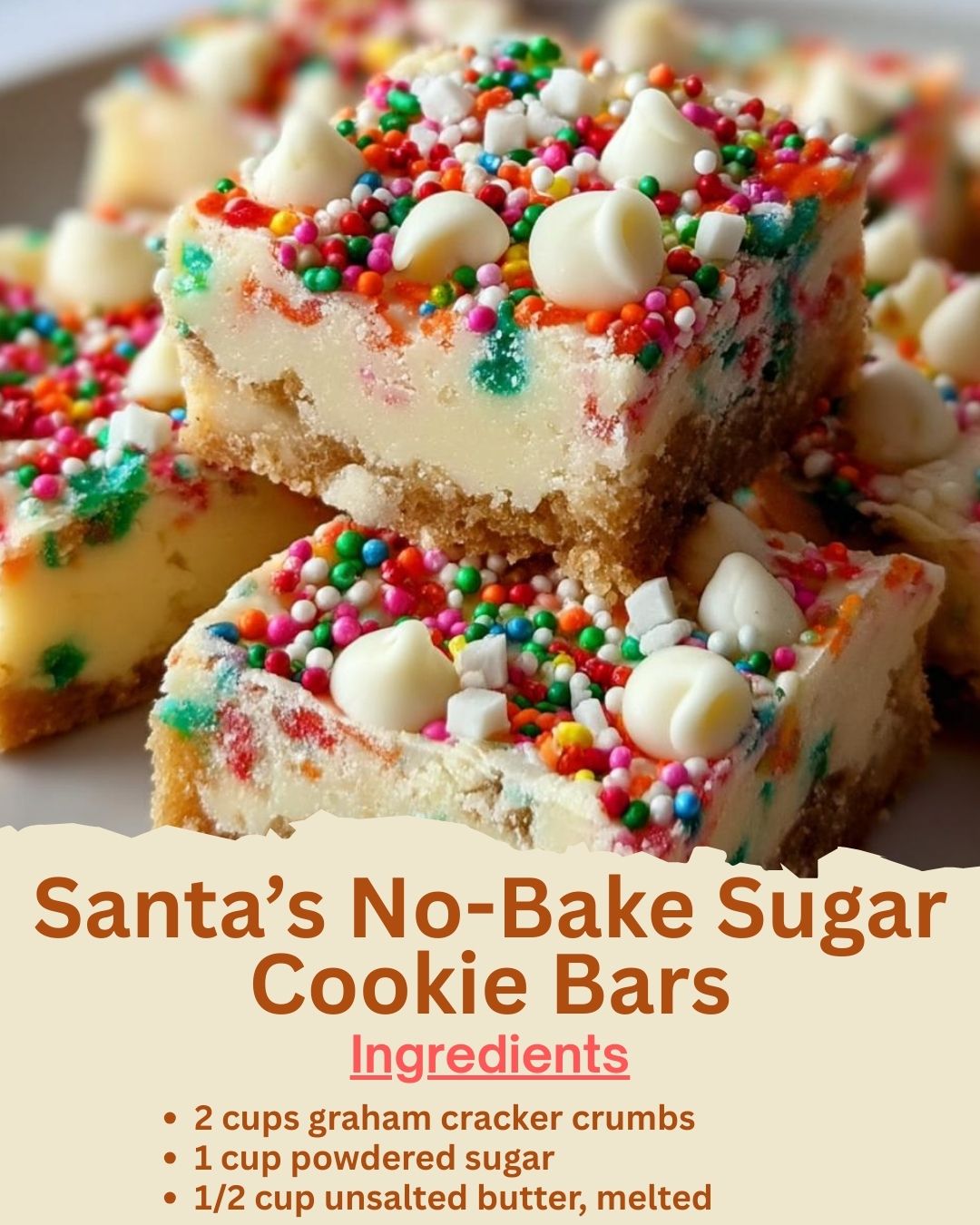 Santa’s No-Bake Sugar Cookie Bars