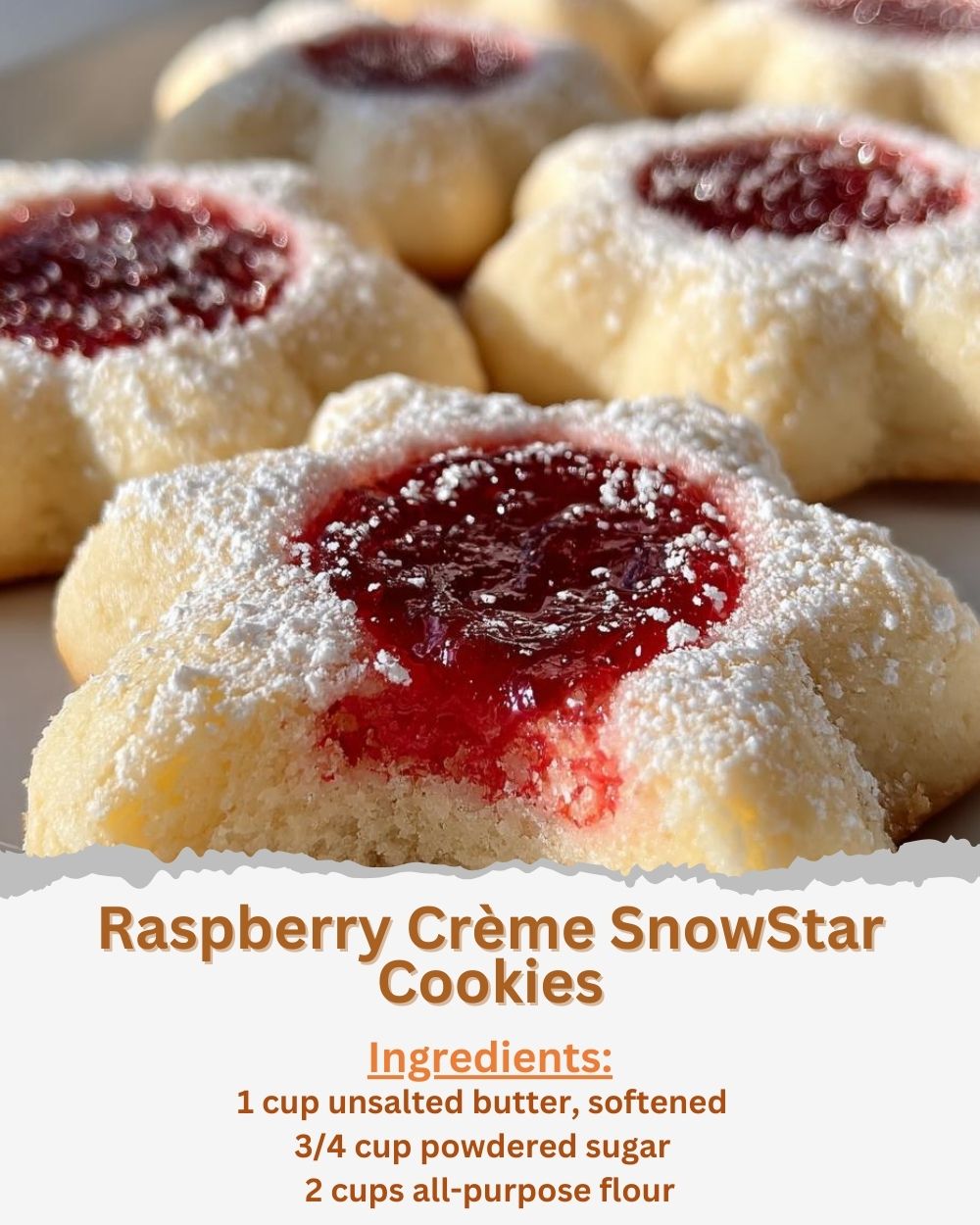 Raspberry Crème SnowStar Cookies