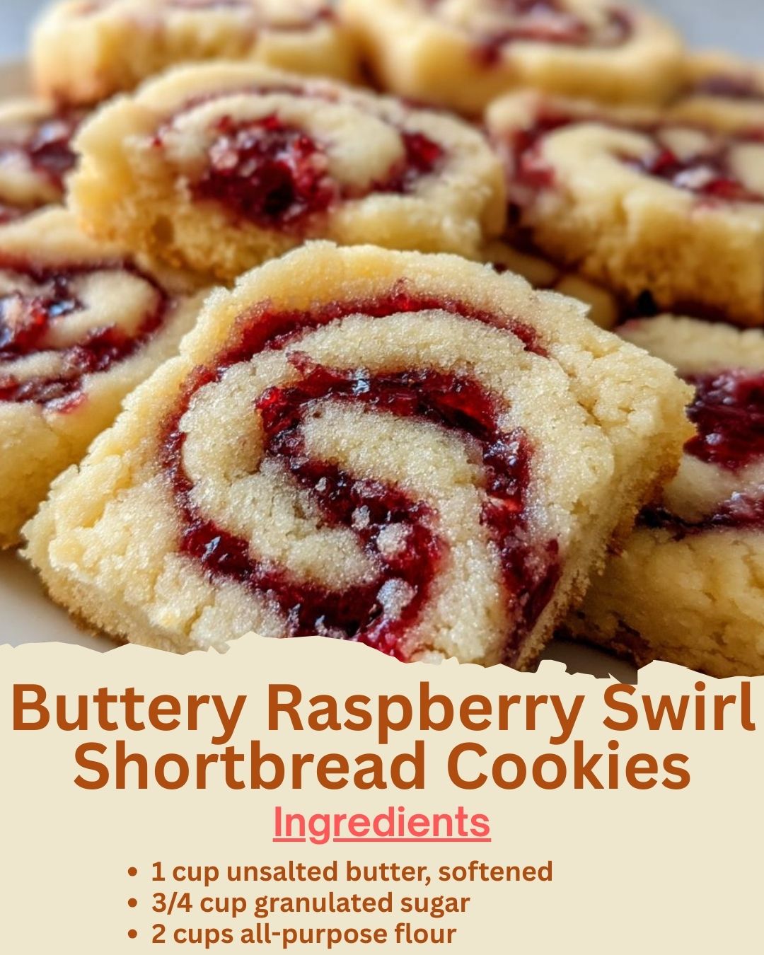 Buttery Raspberry Swirl Shortbread Cookies