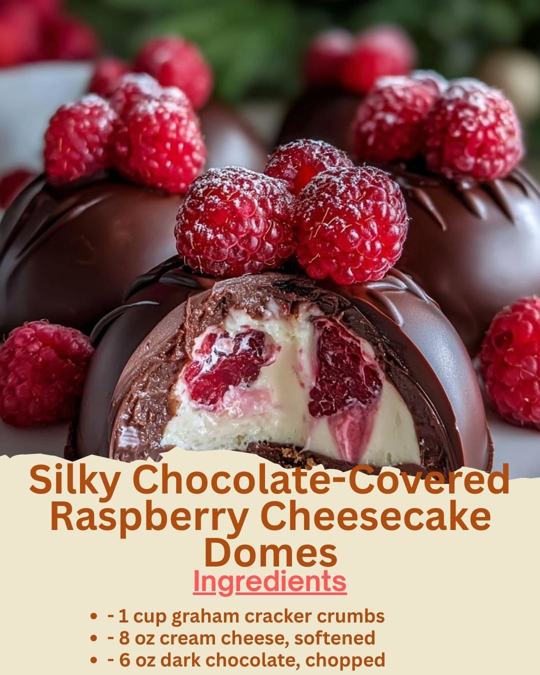 Silky Chocolate-Covered Raspberry Cheesecake Domes