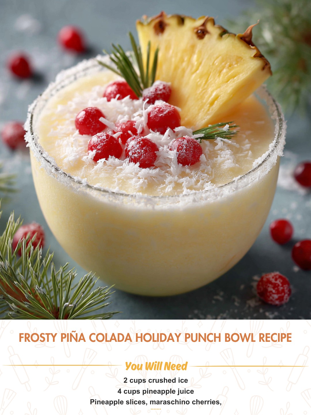 Frosty Piña Colada Holiday Punch Bowl Recipe