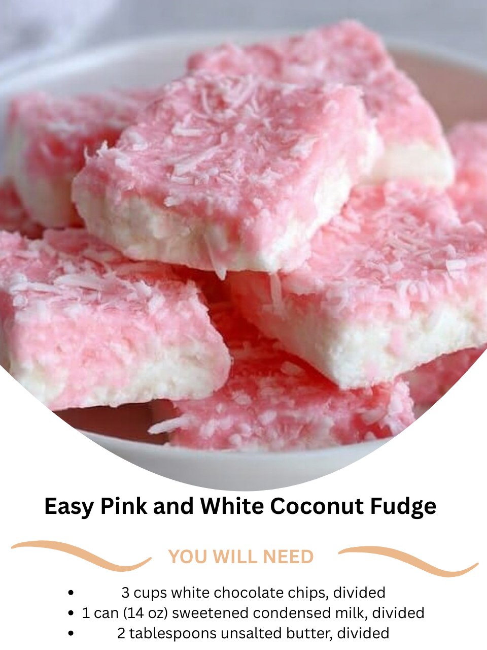 Easy Pink and White Coconut Fudge
