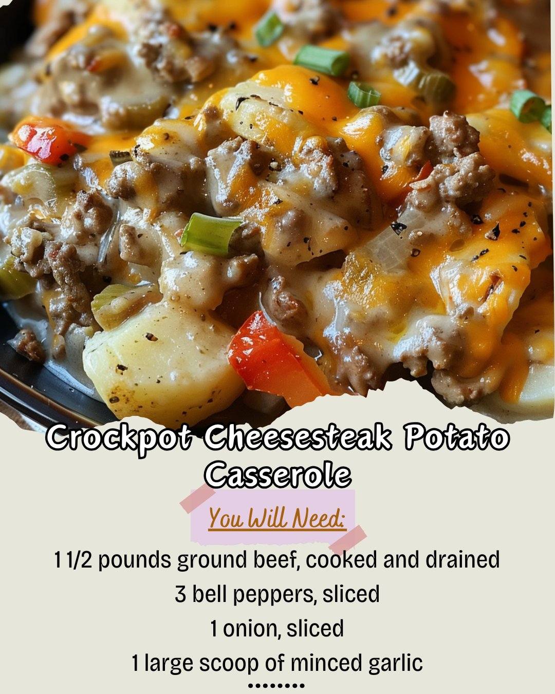 Crockpot Cheesesteak Potato Casserole