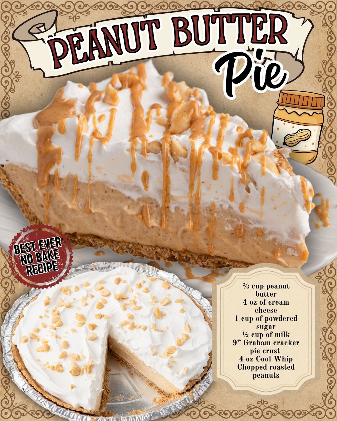 NO-BAKE PEANUT BUTTER PIE