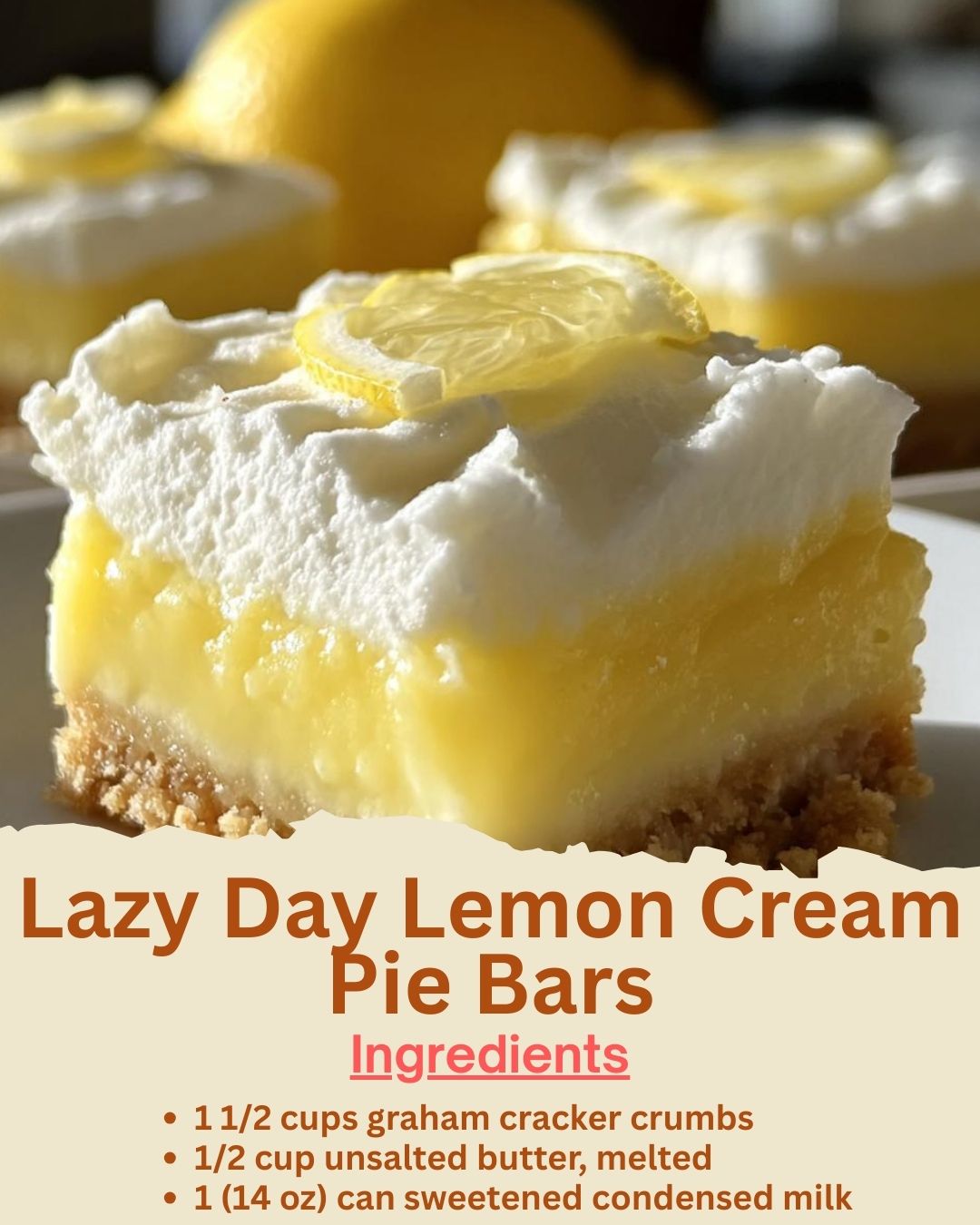 Lazy Day Lemon Cream Pie Bars