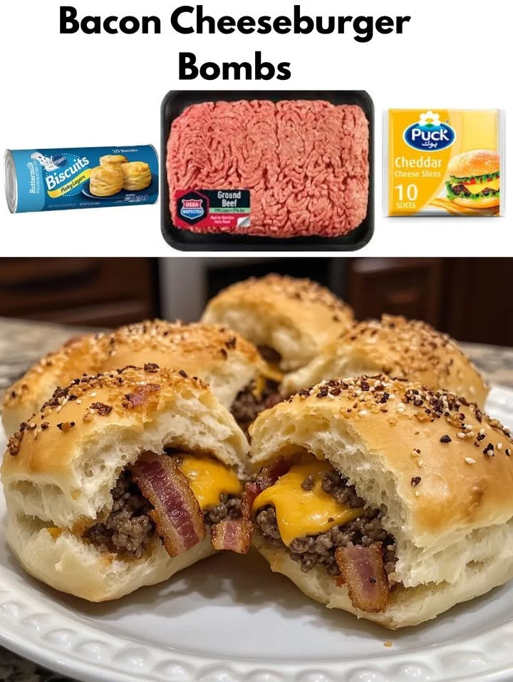 Bacon Cheeseburger Bombs filled with cheese and bacon
