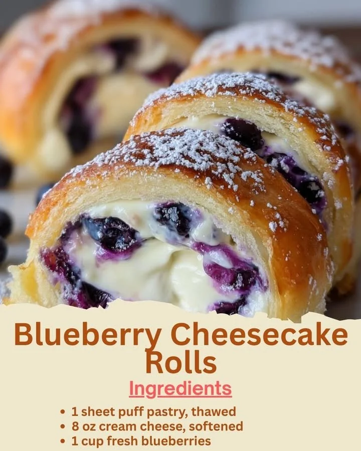 Delicious blueberry cheesecake rolls served on a plate