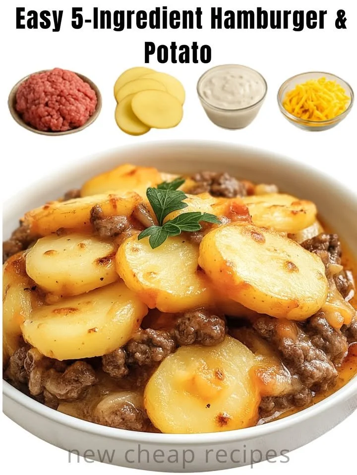 Easy hamburger skillet with potatoes cooked in a skillet