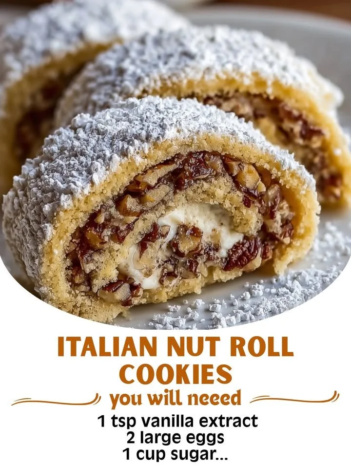 Delicious Italian Nut Roll Cookies with nuts and sweet filling