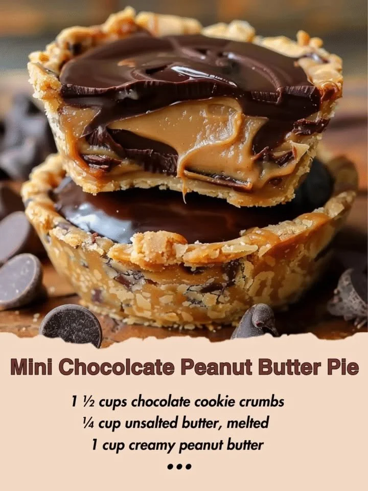 Mini chocolate peanut butter pies dessert on a plate