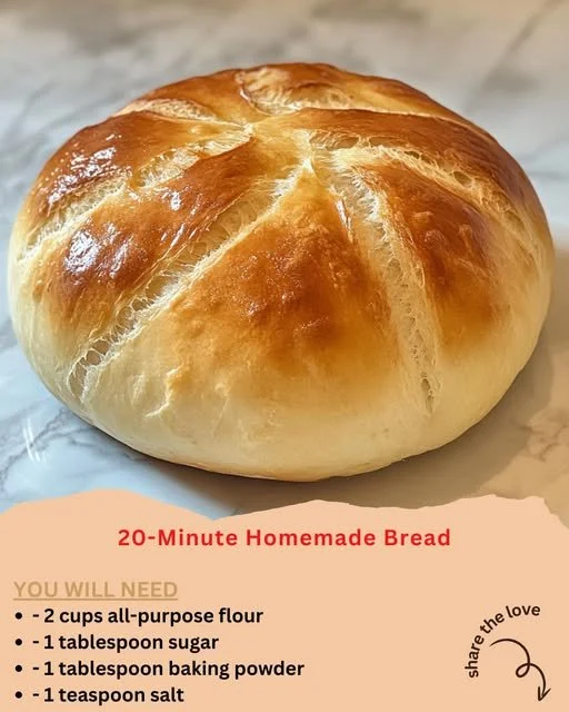 Freshly baked homemade bread ready to serve in 20 minutes