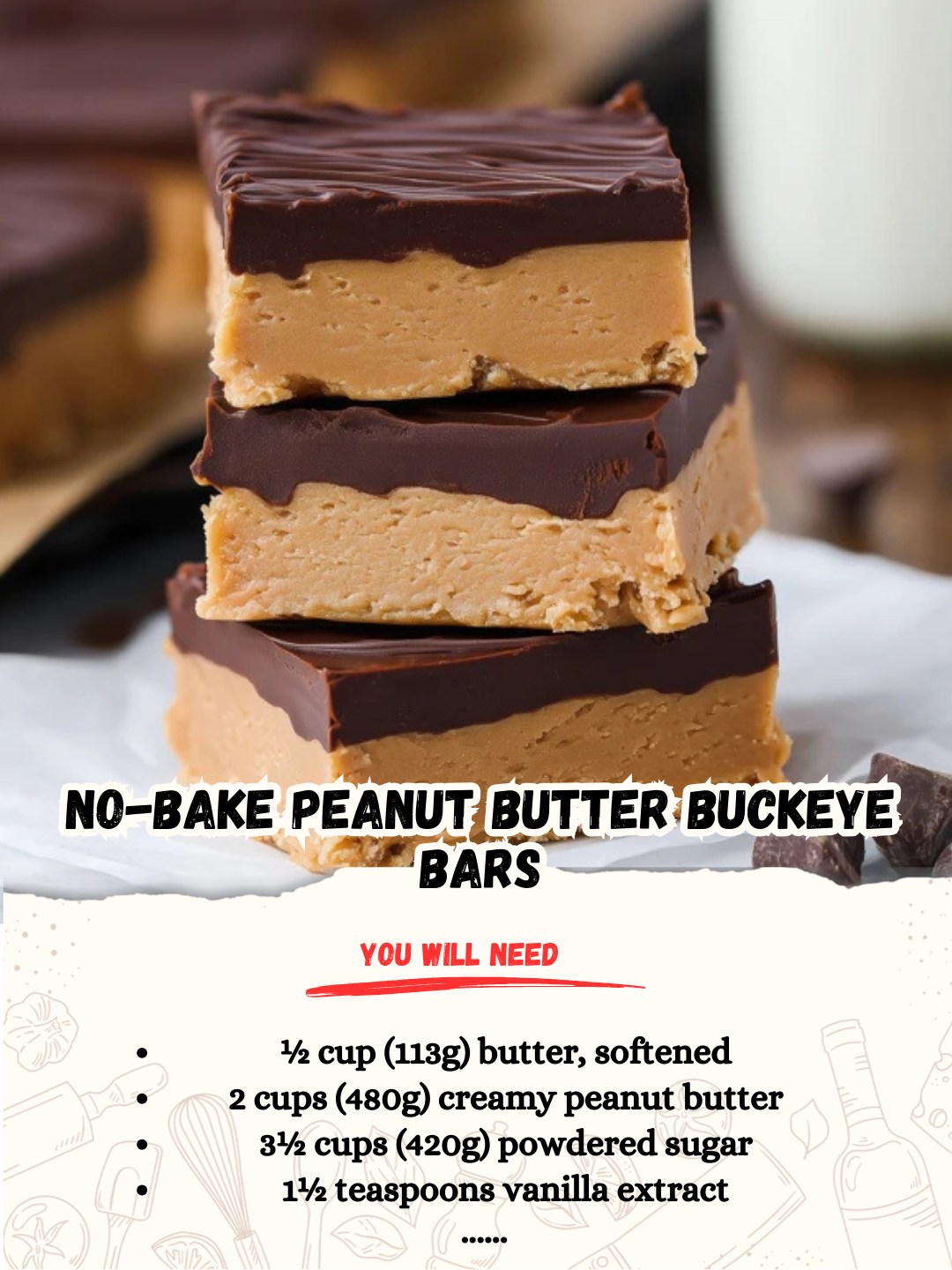 No-Bake Peanut Butter Buckeye Bars