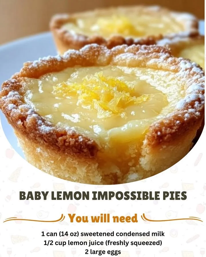 Baby Lemon Impossible Pies with a bright lemon flavor and flaky crust