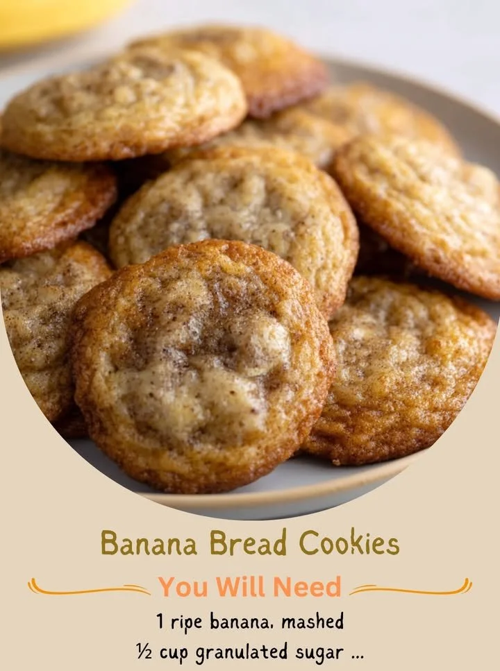 Freshly baked banana bread cookies on a cooling rack