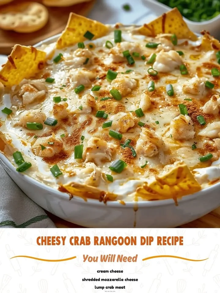 Delicious Cheesy Crab Rangoon Dip served in a bowl with crispy crackers