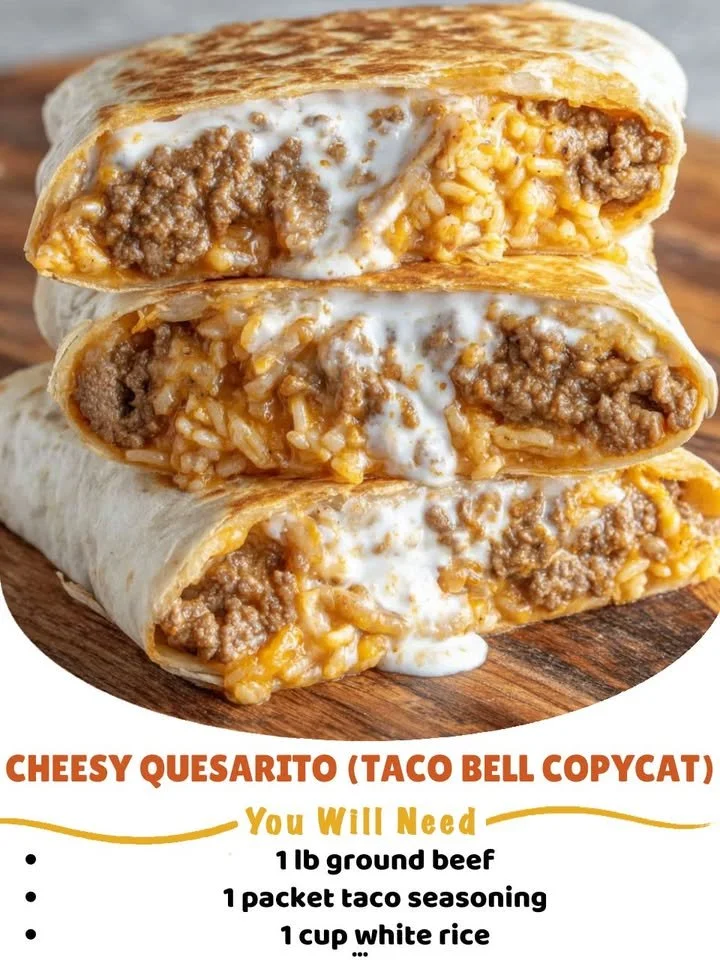 Cheesy Quesarito inspired by Taco Bell loaded with cheese and flavors