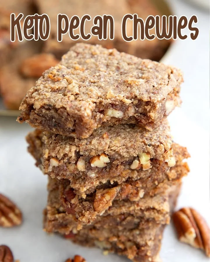 Delicious Keto Pecan Blondies served on a plate, low-carb dessert treat.