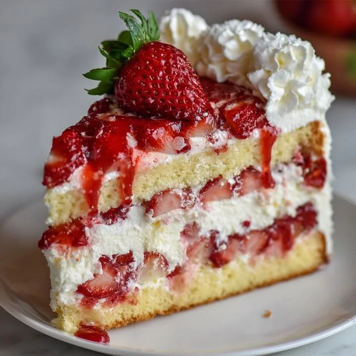 Cream Dream Layer Strawberry Cheesecake Cake on a dessert table