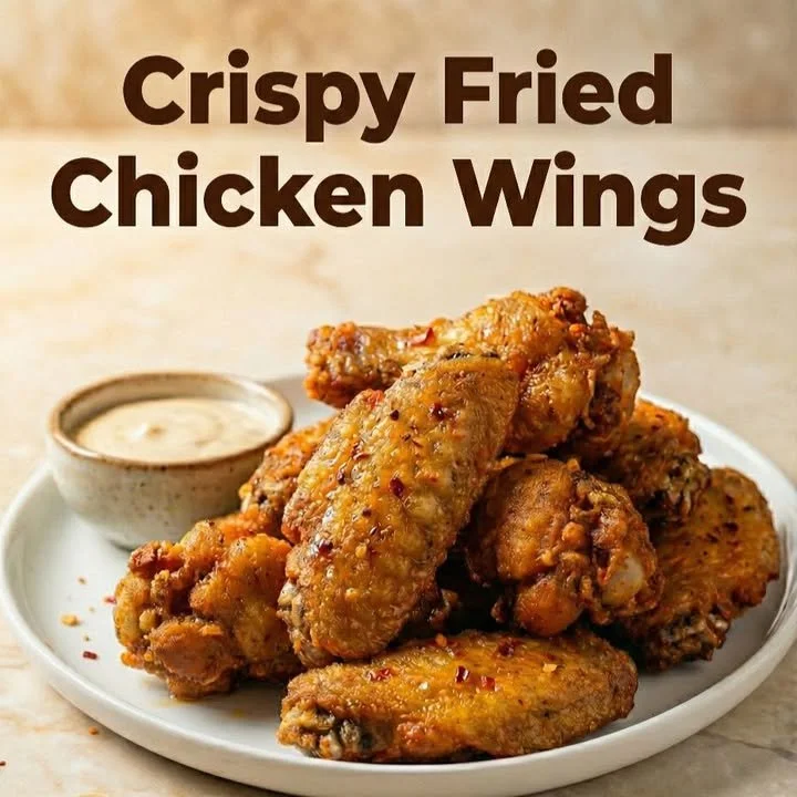 Crispy fried chicken wings recipe served with dipping sauce