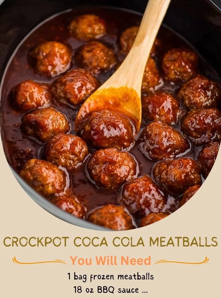 Crockpot Coca-Cola Meatballs simmering in a savory sauce