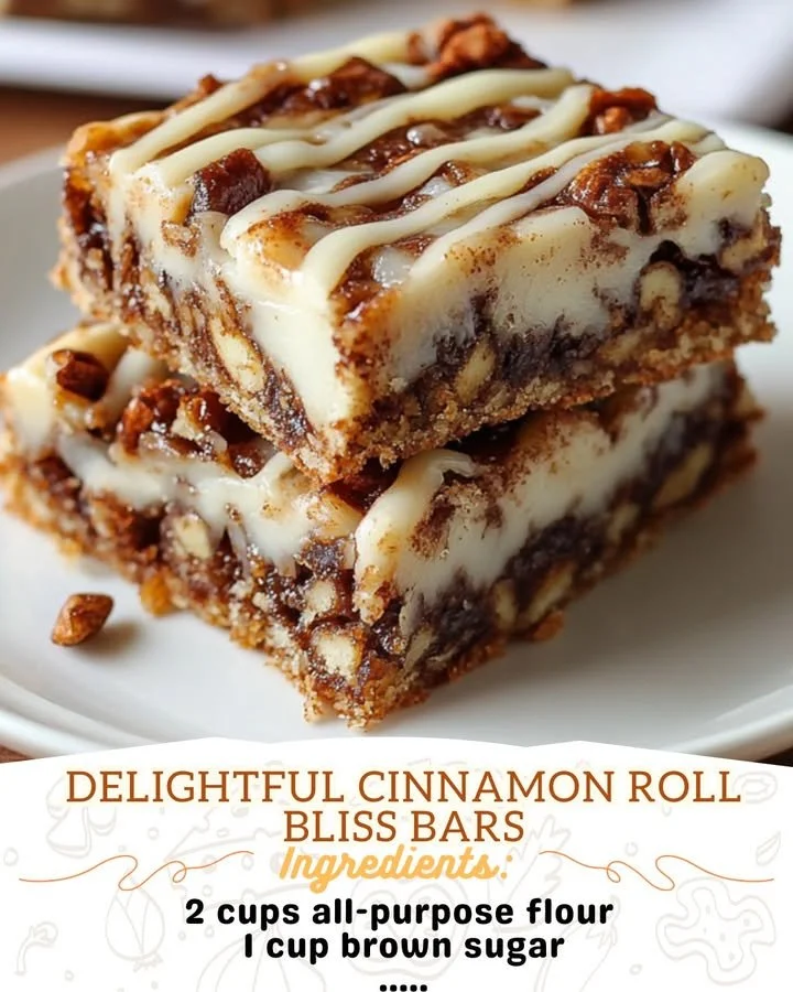Delicious cinnamon roll bliss bars with icing on a plate
