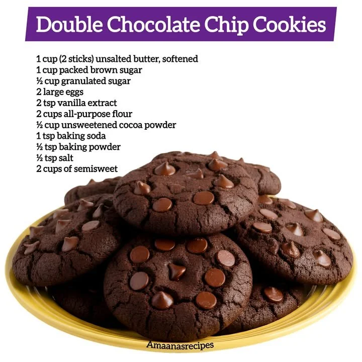Delicious double chocolate chip cookies fresh out of the oven