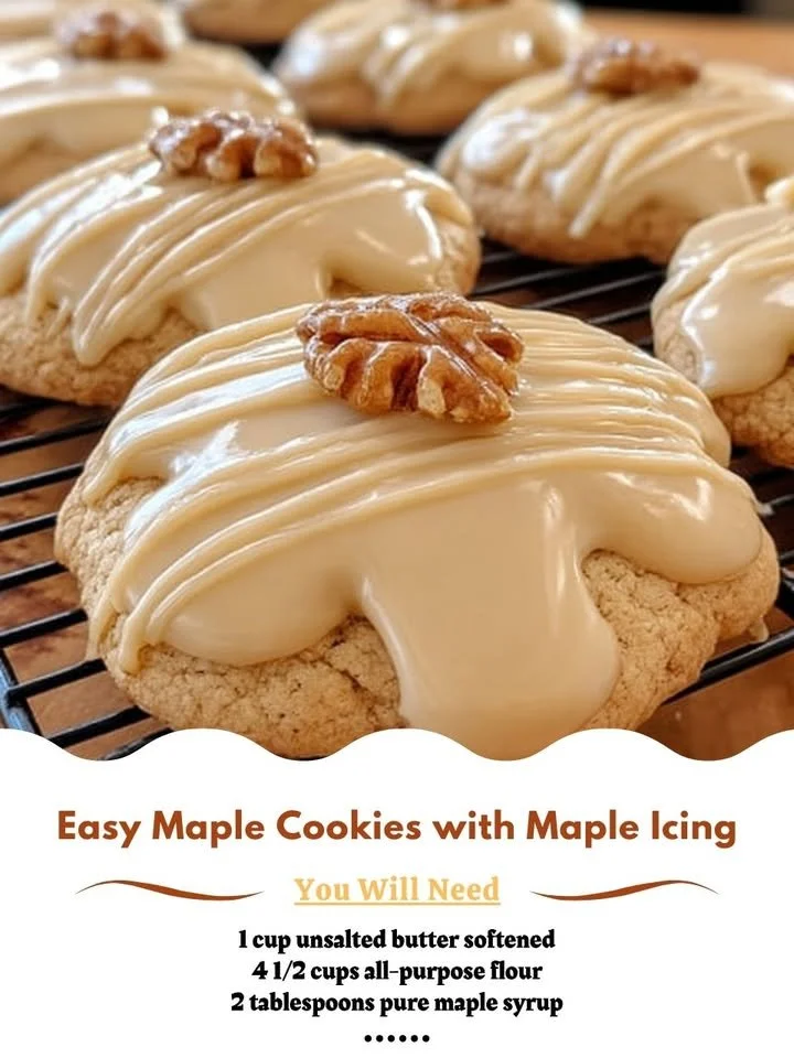 Plate of easy maple cookies with maple icing