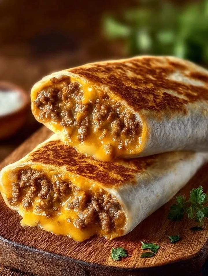 Delicious grilled cheese burrito with melted cheese and crispy exterior