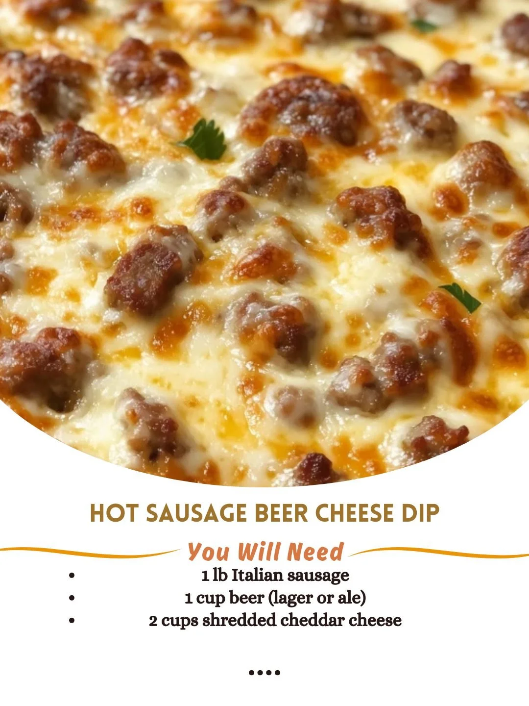 Hot sausage beer cheese dip served in a bowl with chips for dipping
