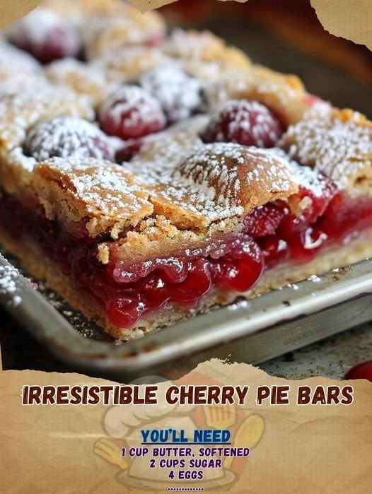 Delicious cherry pie bars with a golden crust and cherry filling