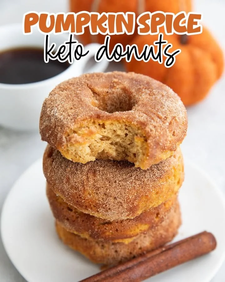 Delicious Keto Pumpkin Donuts arranged on a plate, perfect for low-carb diets.