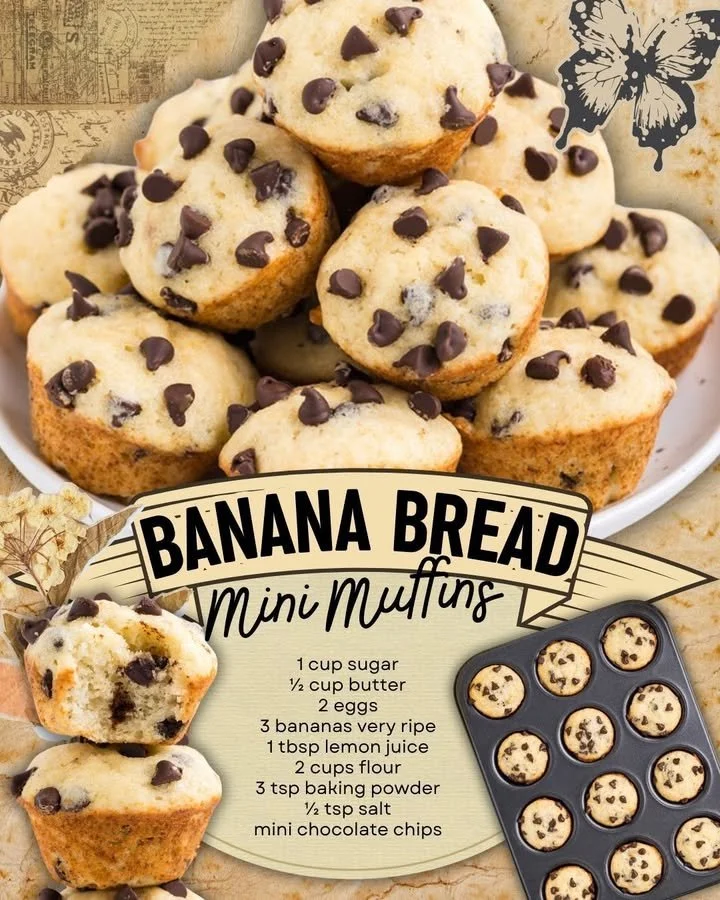 Delicious mini banana bread muffins on a rustic wooden table