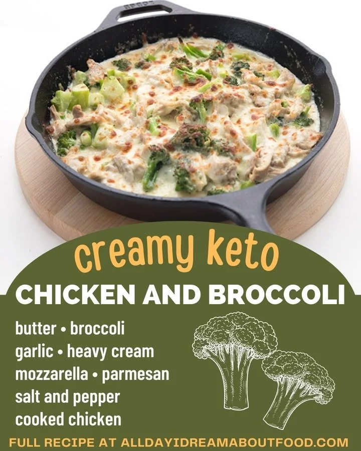 Delicious keto chicken and broccoli casserole in a baking dish