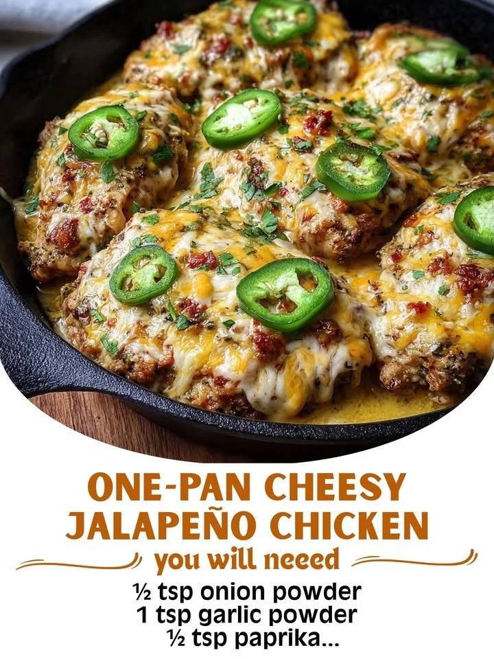 Delicious One-Pan Cheesy Jalapeño Chicken served with toppings.