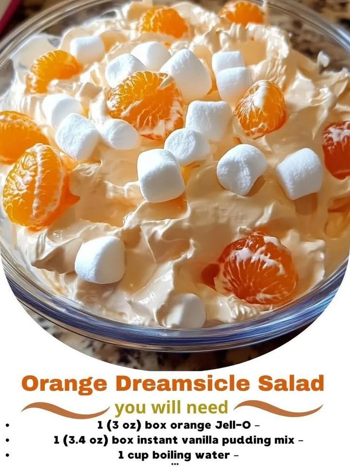 Delicious Orange Dreamsicle Salad with fresh oranges and creamy dressing