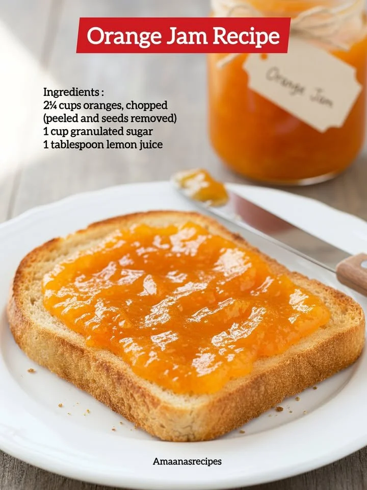 Homemade orange jam recipe with fresh oranges and sugar for a citrusy spread