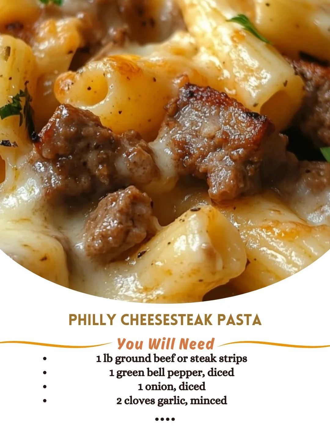Delicious Philly Cheesesteak Pasta dish garnished with herbs