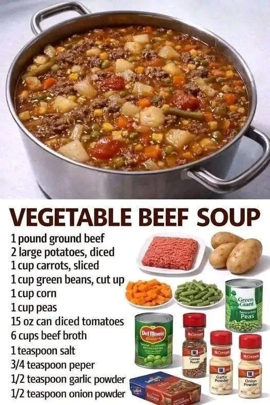 Bowl of Quick Veggie Beef Soup with fresh vegetables and tender beef