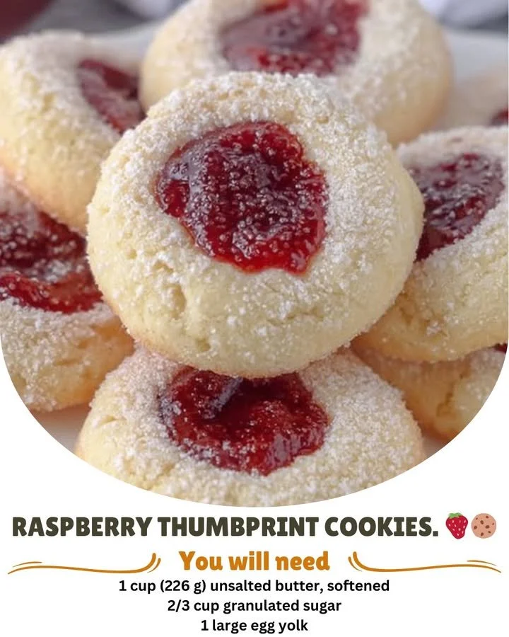 Delicious Raspberry Thumbprint Cookies with sweet raspberry filling on a plate