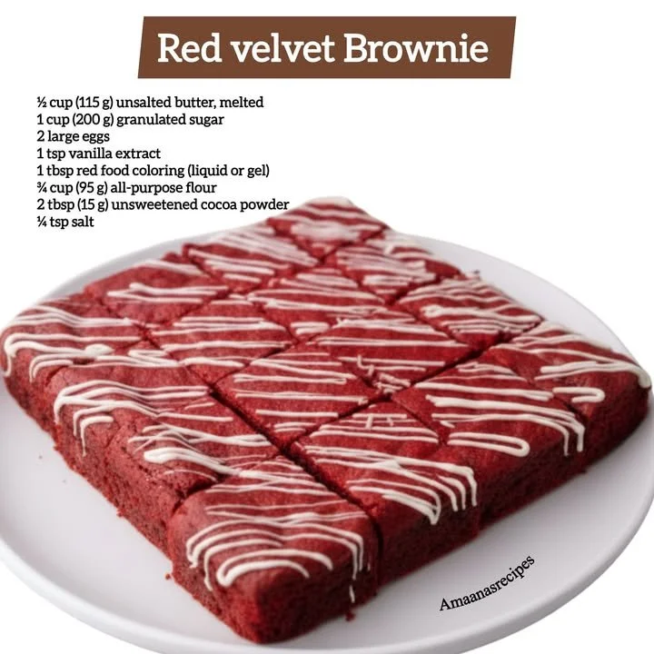 Delicious Red Velvet Brownies topped with cream cheese frosting